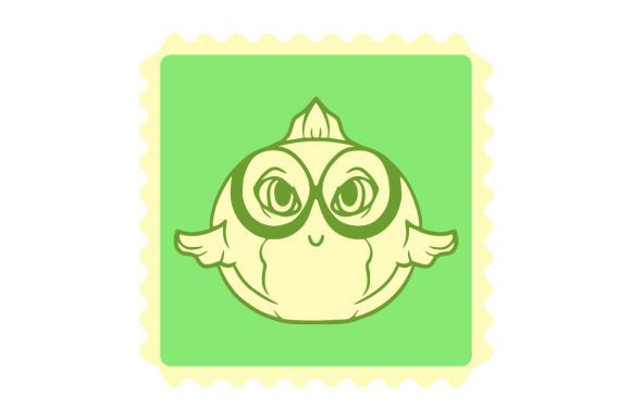A Vintage Stamp Design with Kawaii Fish Charm