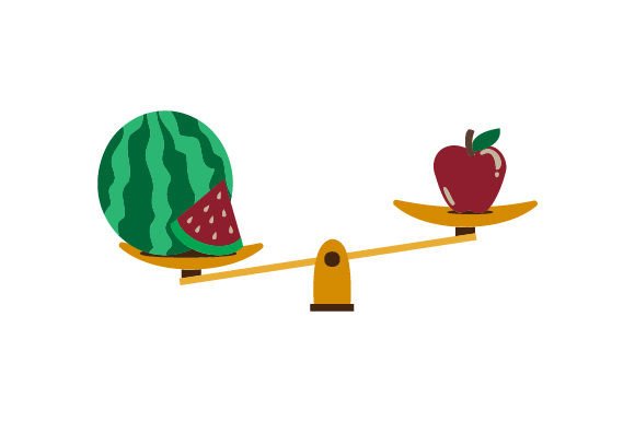Balance Scale Embroidery: Watermelon vs Apple
